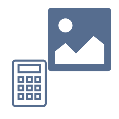 Illustration of an image icon and a calculator