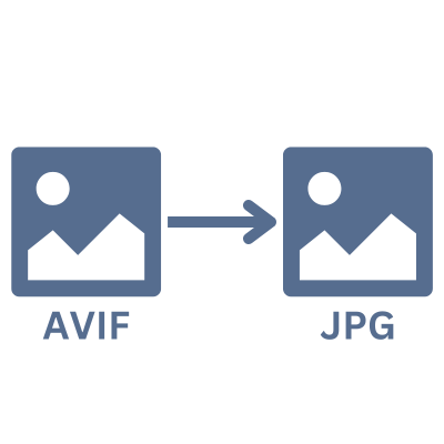 A graphic showing the process of converting AVIF to JPG.
