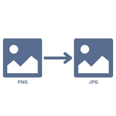 A graphic showing the process of converting PNG to JPG.